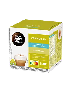 Nescaf&eacute; Cappuccino Skinny & Unsweetened package and pod for Dolce Gusto
