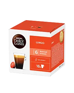 Nescaf&eacute; Lungo package and capsule for Dolce Gusto