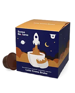 Senso Nocturno Latte Cr&egrave;me Brulee package and pod for Dolce Gusto
