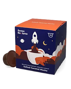 Senso Nocturno Salted Caramel Mocha package and capsule for Dolce Gusto

