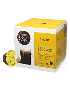 Nescaf&eacute; Grande package and capsule for Dolce Gusto