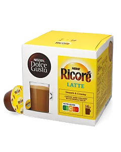 Nescaf&eacute; Ricor&eacute; Latte package and capsule for Dolce Gusto
