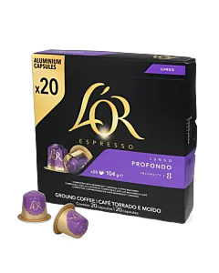 L'OR Lungo Profondo XL package and capsule for Nespresso
